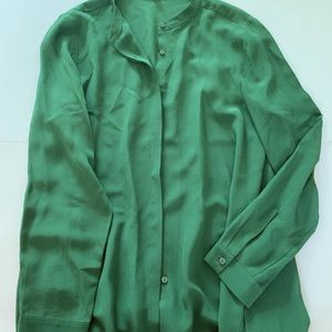 Eileen Fisher button down blouse in Kelly green